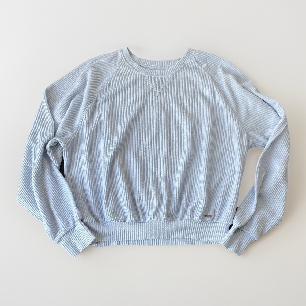 Hollister Light Blue Ribbed Crewneck Sweatshirt